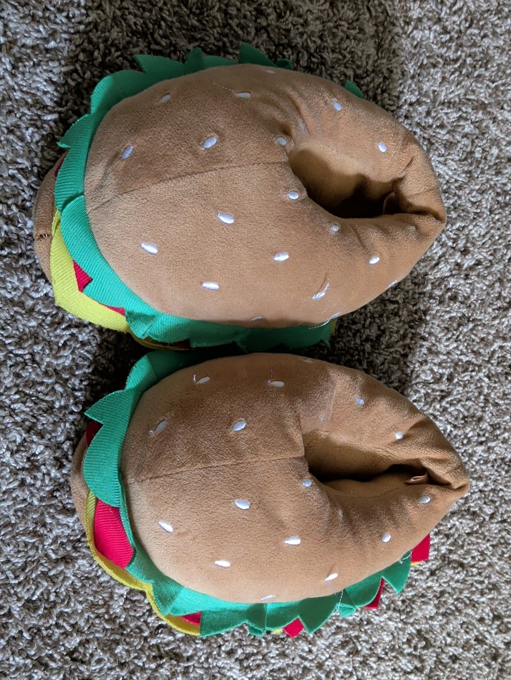 Kids Brown Burger Plush One-Piece Slipper Costume